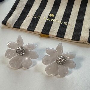 Lele Sadoughi Crystal White Floral Earrings